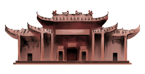chinese new year element 2023 paint illustration chinese water color style chinese pagoda PNG file