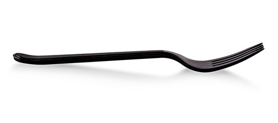 Fototapeta premium black plastic disposable fork isolated on white background