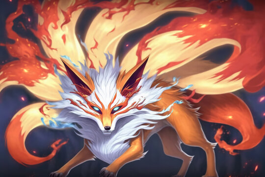 Kitsune fox anime created with Generative AI technology