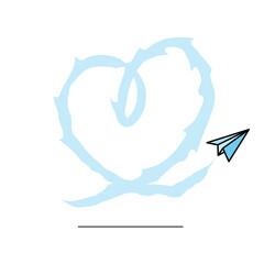 love to travel symbol with aircraft in the the sky