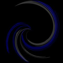 abstract spiral in blue and grey on square black background