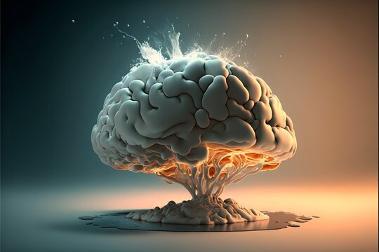 Human Brain.Concept Thinking, Neurons Activation.AI Generated.