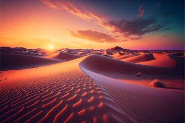 desert dune at sunset with wispy clouds