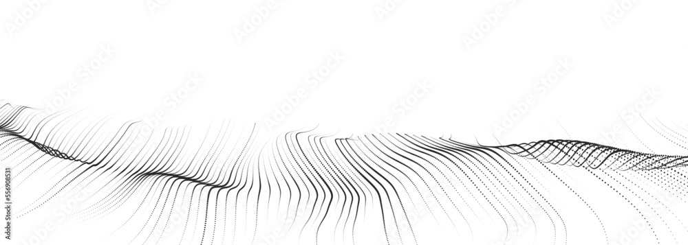 Poster abstract dynamic smooth wave. sound wave concept. futuristic particle flow on a white background. di