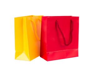 Two shopping bags, red and yellow