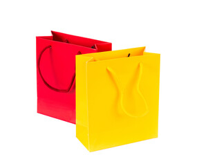 Two shopping bags, red and yellow