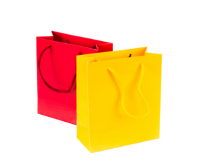 Two shopping bags, red and yellow