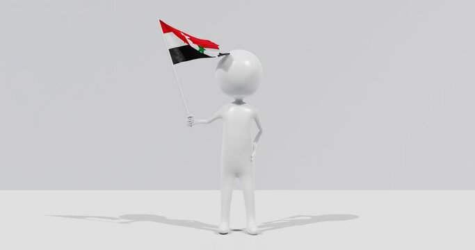 Flag of Syria. 3D Character holding and waving flag 4K UHD 60FPS