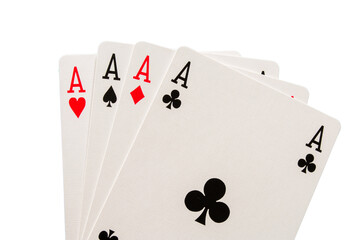 The combination of playing cards poker casino. Isolated four aces - 556908701