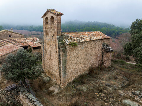 Romanesque church of Sant Cugat de Salou or Raco in Navas (Bages) Catalonia. Spain.