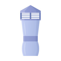 Cone shaped grate on the top of the pipe. Vector illustration of vent pipe. Cartoon duct work for air conditioning, cooling and cleaning isolated on white. Ventilation concept