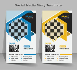 Real estate and home apartment social media story template design, Real estate house property social media stories, and post template design