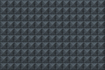 Rough metal texture. Abstract geometric background. Black triangle or pyramid. Futuristic design element. Horizontal image. 3d drawing. 3d rendering.