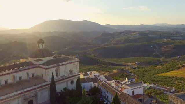 Spectacular sunset views of the village of Olvera and the mountains surrounding the town of Cadiz.