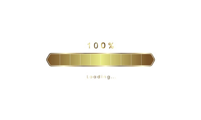 100 percent golden Futuristic Progress loading bar. gold Loading bar process of indicators. premium gold downloading.