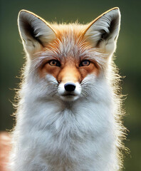 Cute Red Fox portrait, nature background ,made with Generative AI