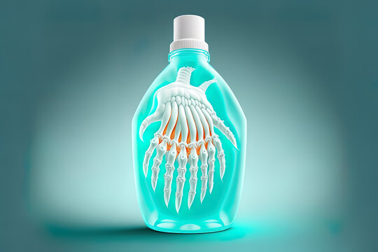 Halloween Hand Sanitizer Dish In The Shape Of A Skeleton's Claw. Generative AI