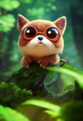 Cute squirrel character in the forest ,made with Generative AI