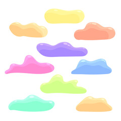 Set of vector doodle, color design elements, childlike, cloud, clouds