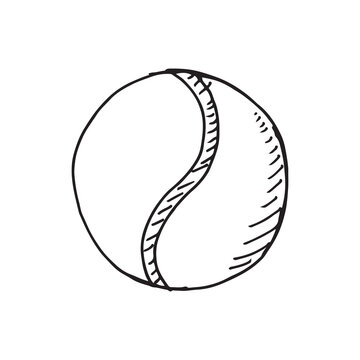 Hand drawn tennis ball doodles vector illustration. For kids coloring book.