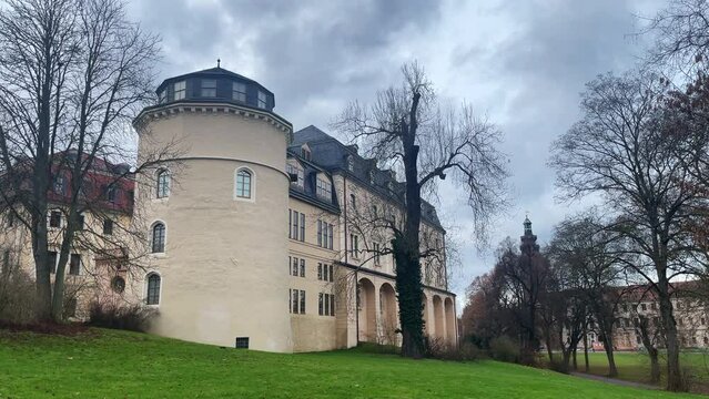 Exterior View of Duchess Anna Amalia Library in Weimar on Cloudy Day