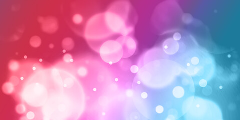 Modern abstract glowing bokeh elegant lights in blue and red colors. Blur glowing lights backdrop