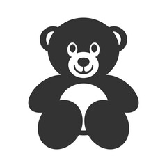 Teddy bear symbol. Black and white icon