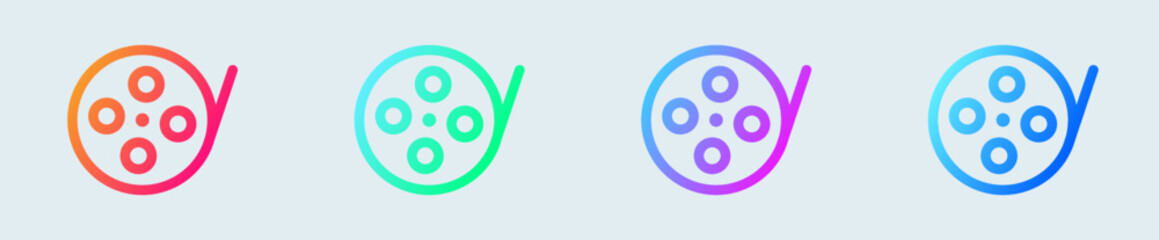 Film roll line icon in gradient colors. Cinema signs vector illustration.