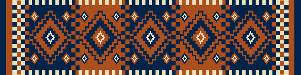 Southwest geometric vintage pattern. Vector ethnic geometric square diamond colorful vintage seamless pattern background. Kilim pattern use for carpet, area rug, tapestry, mat, home decoration element