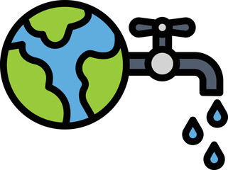 Earth with Faucet Vector Icon
