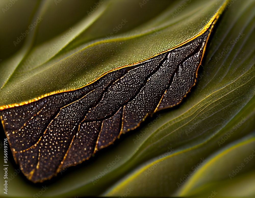 Aufkleber Close up Beautiful abstract leaf in light. Minimalism modern style concept. Dark Background pattern for design.	