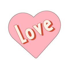 Retro style Valentine's day. Groovy retro heart. Valentines day greeting card.Hippie happy heart in retro cartoon style.Valentines Day. Vector illustration of y2k.Vintage heart.