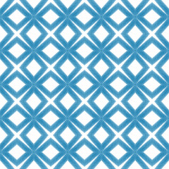 Striped hand drawn pattern. Blue symmetrical