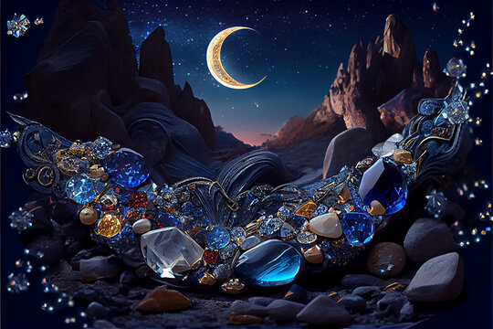 Gemstones and night sky constellations ideal for backgrounds