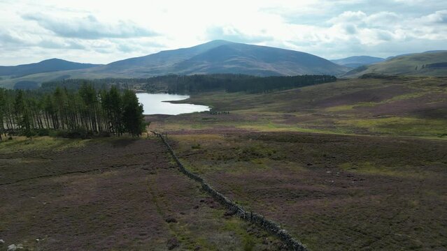 Aerial view of loch Auchintaple, Scotland
