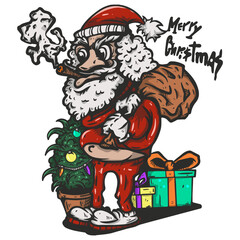 Vector Illustration of a Santa character in red clothes and cool and funny visuals. 