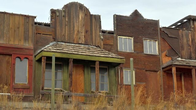 Old Western-Style Buildings during the pioneer days in a desert environment called Deadman Junction located on Highway 1 close to Sovana Canada