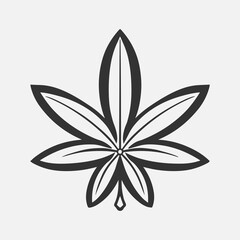 Highly detailed cannabis leaf icon for logo. Black and white legal marijuana logo and icon. Herbal cannabis for health isolated clipart