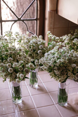bunches of flowers in a vase