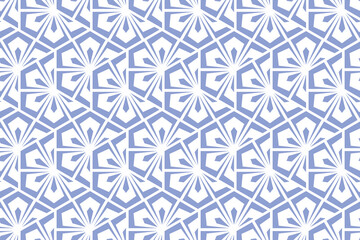 Flower geometric pattern. Seamless vector background. White and blue ornament. Ornament for fabric, wallpaper, packaging. Decorative print