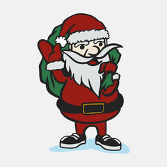 Vector Illustration of a Santa character in red clothes and cool and funny visuals. 