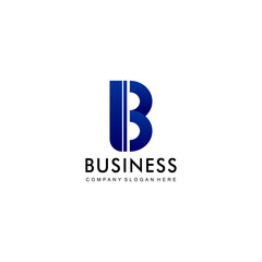 letter b logo design illustration blue vertical line combination, suitable for business logo