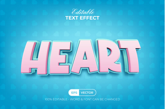 Heart text effect pink style. Editable text effect.