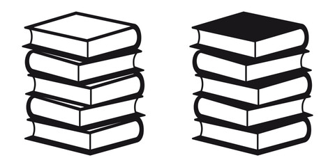 ofvs281 OutlineFilledVectorSign ofvs - five books vector icon . sharing concept sign . textbooks . studying . isolated transparent . black outline and filled version . AI 10 / EPS 10 / PNG . g11621