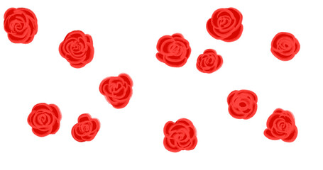 valentines day hand drawing line banner illustration red roses and decoration elements