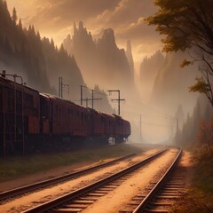 Fototapeta na wymiar Old railroad tracks in the countryside. 