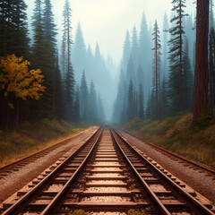 Fototapeta premium Old railroad tracks in the countryside. 