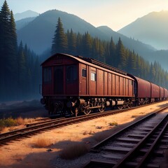 An old locomotive on the railroad.