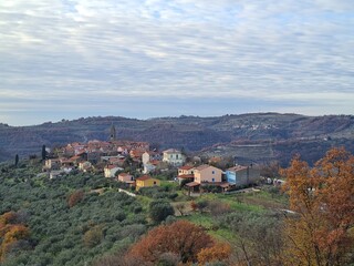 Panorama of village on the hills