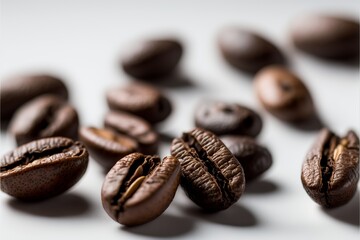 Fototapeta premium Coffee beans on a white background. Generative AI